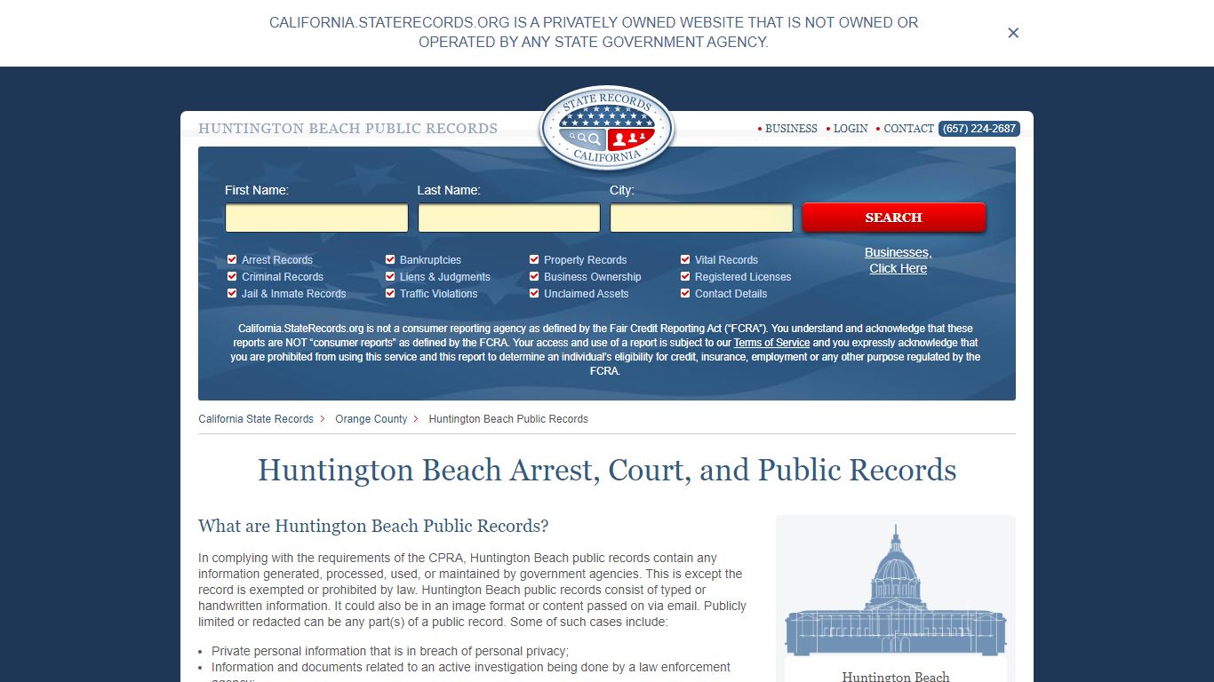 Huntington Beach Arrest, Court, and Public Records