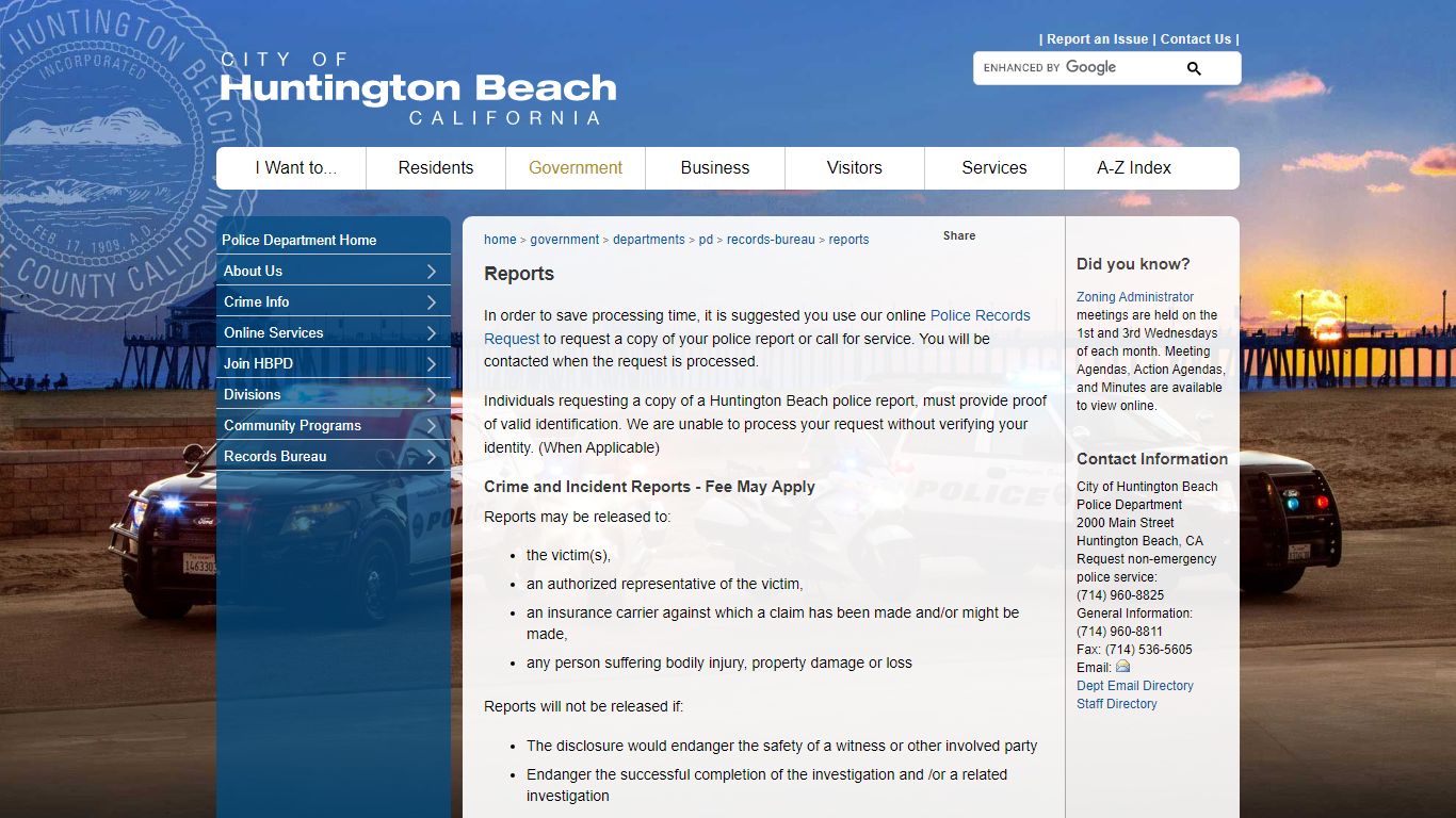 City of Huntington Beach, CA - Reports